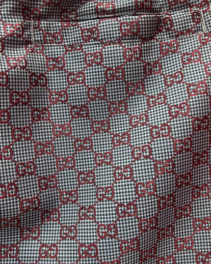 Gucci GG Monogram Satin Lounge Pants – Red on Grey