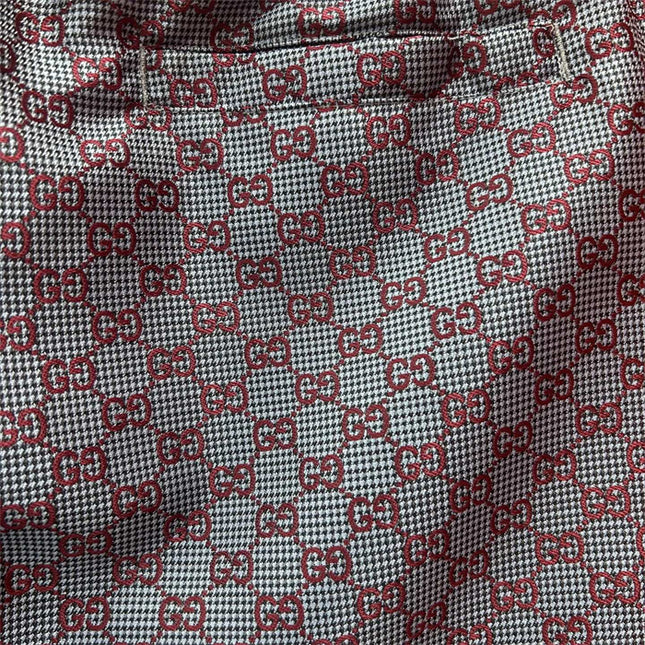 Gucci GG Monogram Satin Lounge Pants – Red on Grey