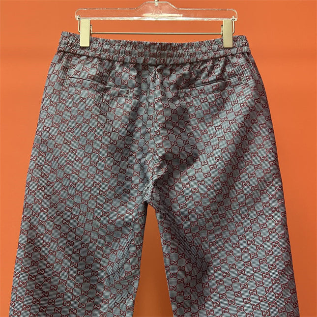 Gucci GG Monogram Satin Lounge Pants – Red on Grey