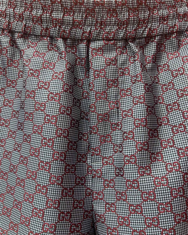 Gucci GG Monogram Satin Lounge Pants – Red on Grey