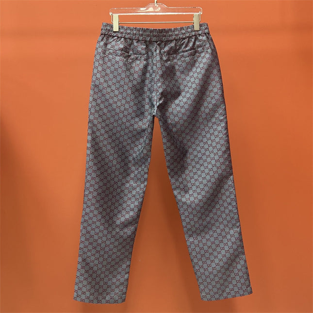 Gucci GG Monogram Satin Lounge Pants – Red on Grey