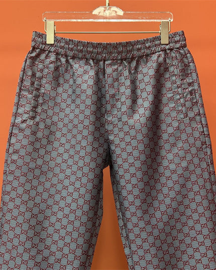 Gucci GG Monogram Satin Lounge Pants – Red on Grey