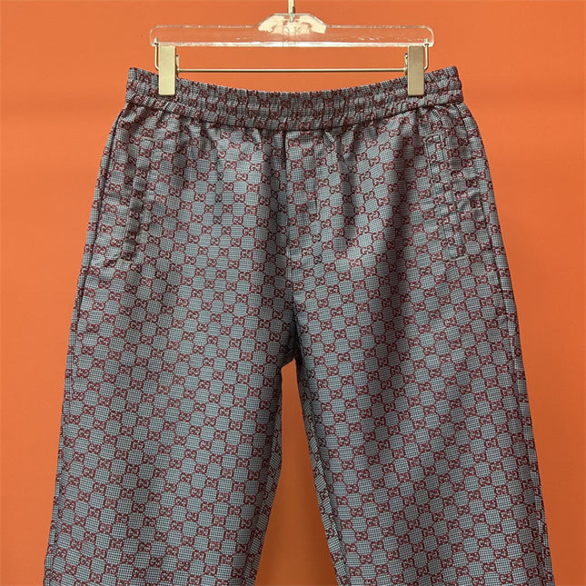 Gucci GG Monogram Satin Lounge Pants – Red on Grey