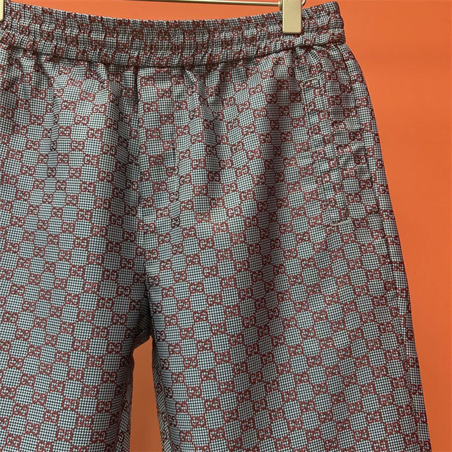 Gucci GG Monogram Satin Lounge Pants – Red on Grey