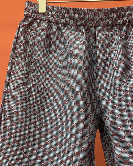 Gucci GG Monogram Satin Lounge Pants – Red on Grey