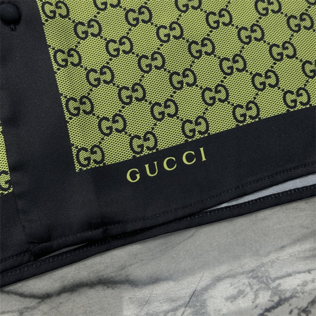 Gucci GG Monogram Silk Bowling SweatShirt - Olive Green