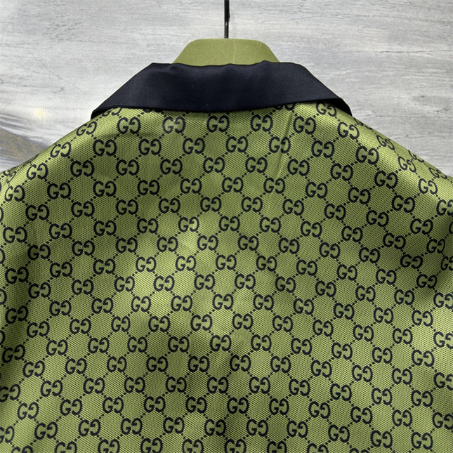 Gucci GG Monogram Silk Bowling SweatShirt - Olive Green