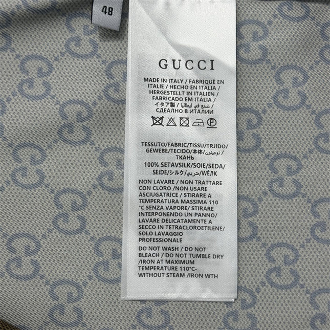 Gucci GG Monogram Silk Bowling SweatShirt – Beige/Navy