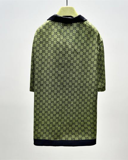 Gucci GG Monogram Silk Bowling SweatShirt – Olive Green