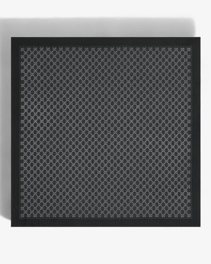 Gucci GG Monogram Silk Twill Carré Scarf – Black