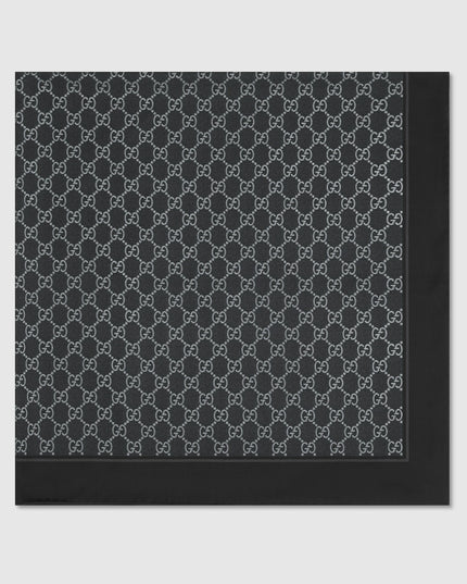 Gucci GG Monogram Silk Twill Carré Scarf – Black