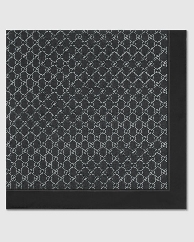 Gucci GG Monogram Silk Twill Carré Scarf – Black