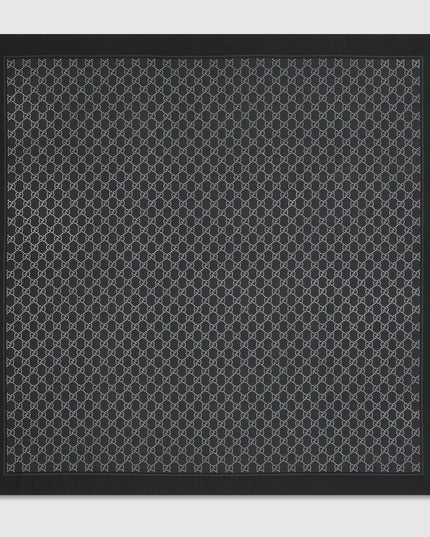 Gucci GG Monogram Silk Twill Carré Scarf – Black