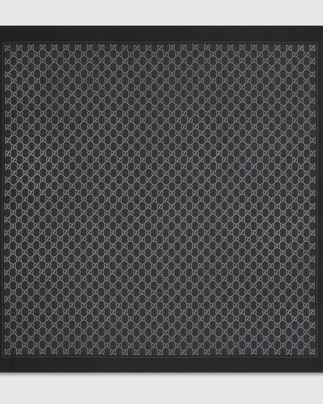 Gucci GG Monogram Silk Twill Carré Scarf – Black