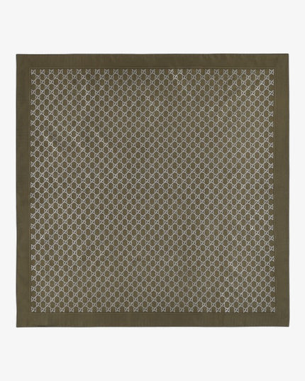 Gucci GG Monogram Silk Twill Carré Scarf – Dark Green