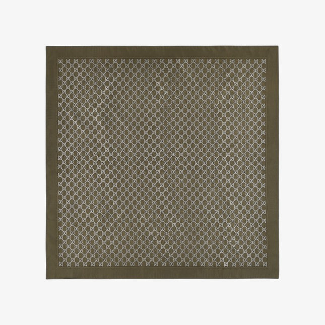 Gucci GG Monogram Silk Twill Carré Scarf – Dark Green