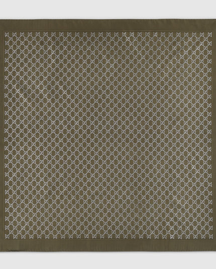 Gucci GG Monogram Silk Twill Carré Scarf – Dark Green