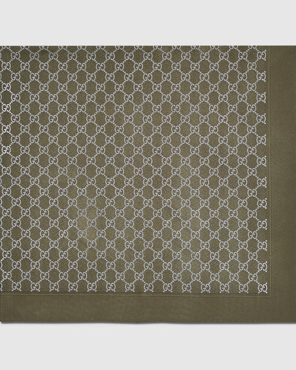Gucci GG Monogram Silk Twill Carré Scarf – Dark Green