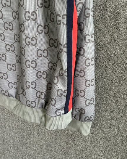 Gucci GG Monogram Technical Jersey Zip Hoodie – Grey