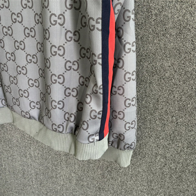 Gucci GG Monogram Technical Jersey Zip Hoodie – Grey