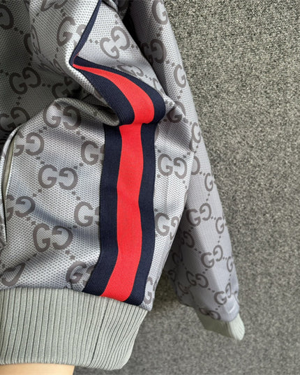Gucci GG Monogram Technical Jersey Zip Hoodie – Grey