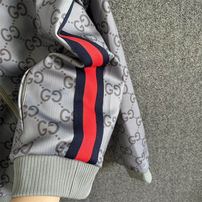 Gucci GG Monogram Technical Jersey Zip Hoodie – Grey