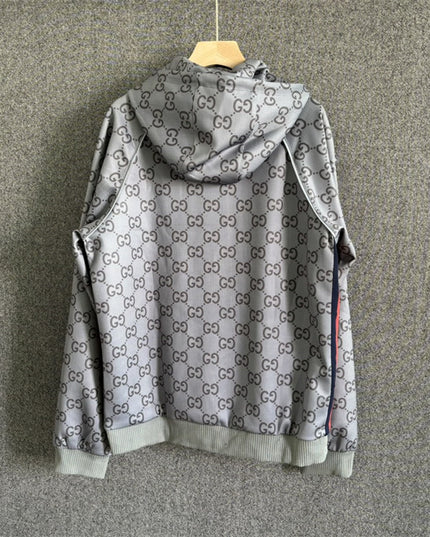 Gucci GG Monogram Technical Jersey Zip Hoodie – Grey