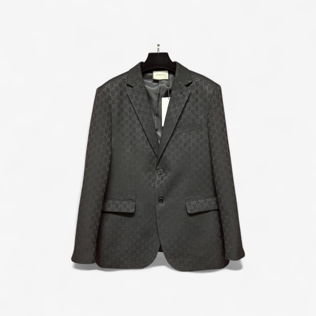 Gucci GG Monogram Wool Tailored Blazer – Black