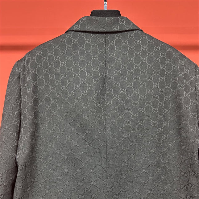 Gucci GG Monogram Wool Tailored Blazer – Black