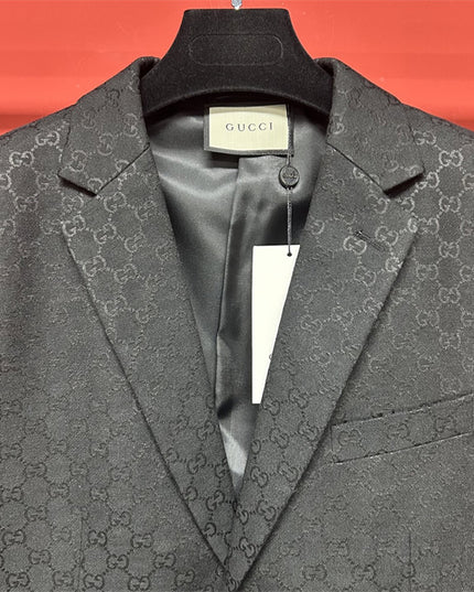 Gucci GG Monogram Wool Tailored Blazer – Black
