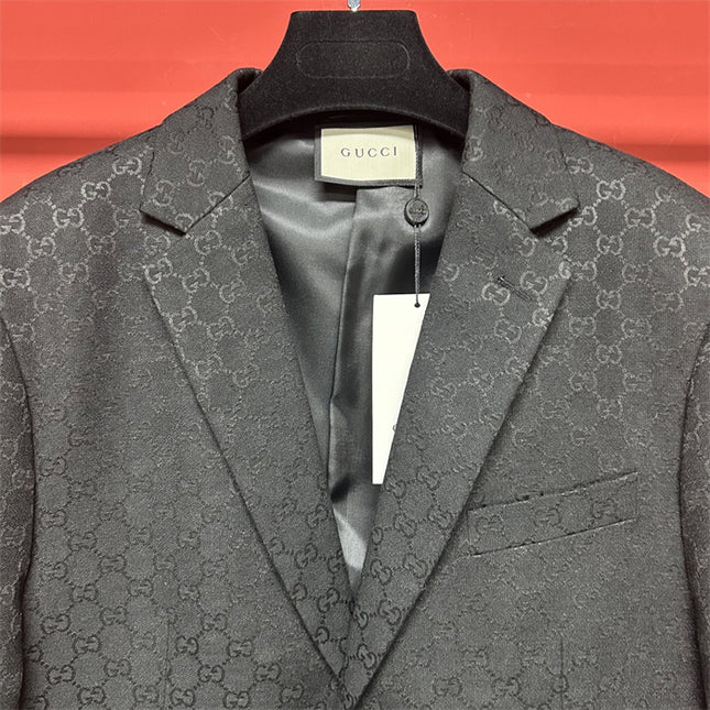 Gucci GG Monogram Wool Tailored Blazer – Black