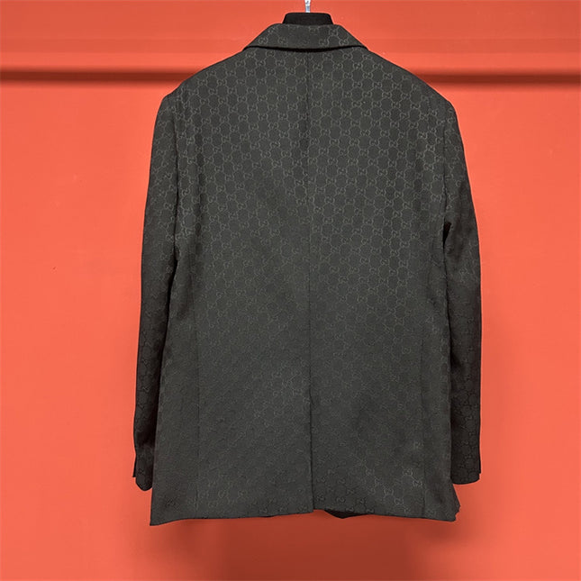 Gucci GG Monogram Wool Tailored Blazer – Black