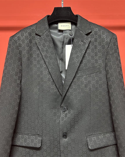 Gucci GG Monogram Wool Tailored Blazer – Black