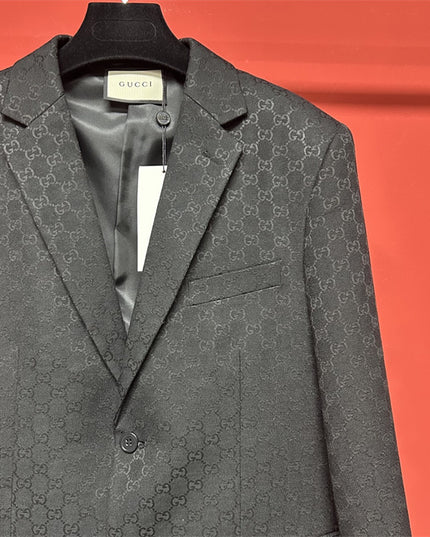 Gucci GG Monogram Wool Tailored Blazer – Black