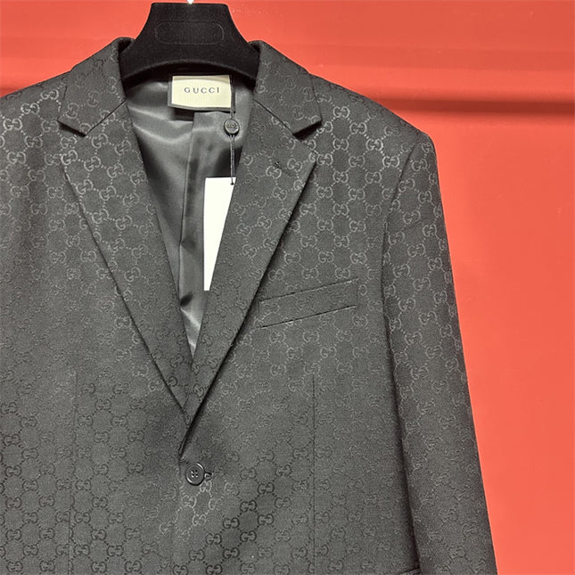 Gucci GG Monogram Wool Tailored Blazer – Black