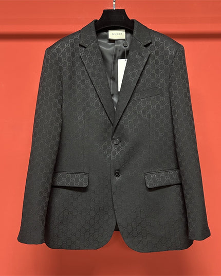 Gucci GG Monogram Wool Tailored Blazer – Black