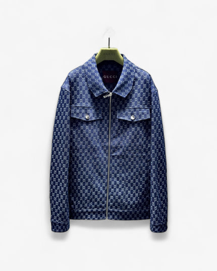 Gucci GG Monogram Zip-Up Denim Jacket – Indigo Blue