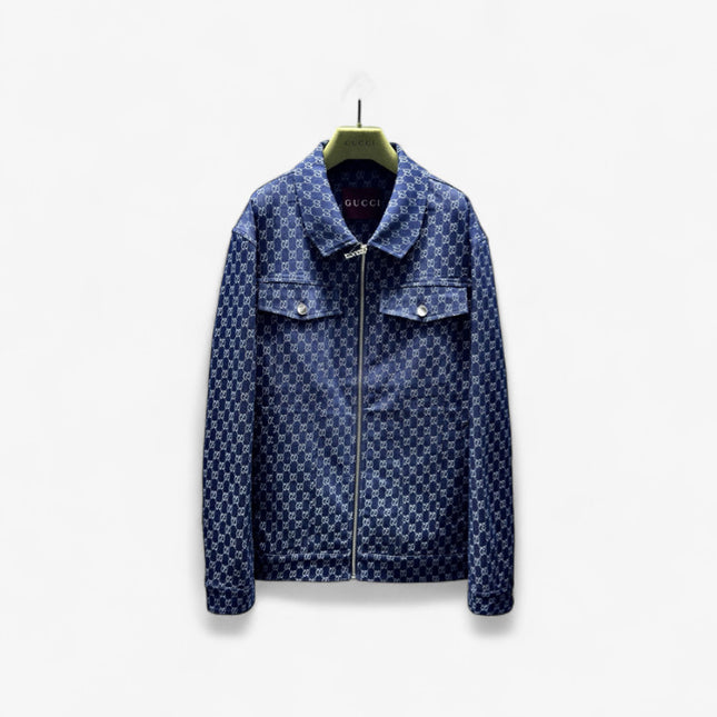 Gucci GG Monogram Zip-Up Denim Jacket – Indigo Blue
