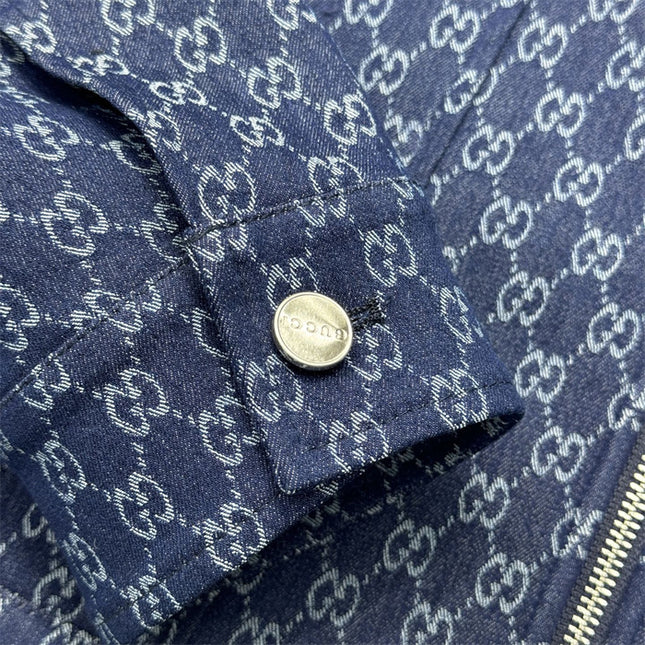 Gucci GG Monogram Zip-Up Denim Jacket – Indigo Blue