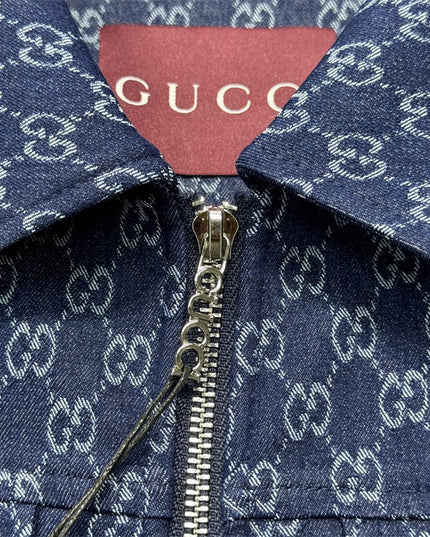 Gucci GG Monogram Zip-Up Denim Jacket – Indigo Blue
