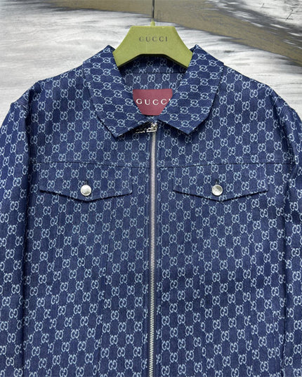Gucci GG Monogram Zip-Up Denim Jacket – Indigo Blue