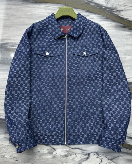 Gucci GG Monogram Zip-Up Denim Jacket – Indigo Blue