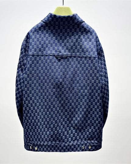 Gucci GG Monogram Zip-Up Denim Jacket – Indigo Blue