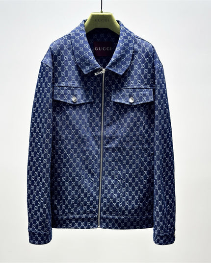 Gucci GG Monogram Zip-Up Denim Jacket – Indigo Blue
