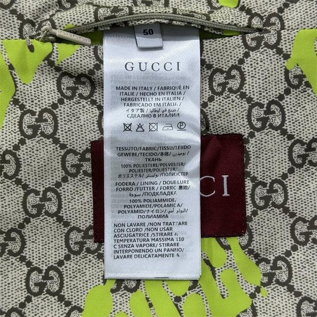 Gucci GG Motif Neon‑Print Tubular Jersey Hoodie Jacket