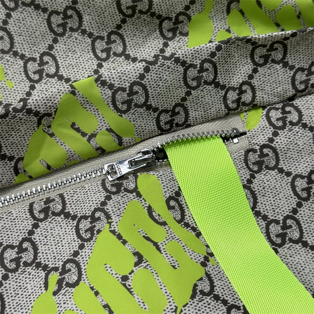 Gucci GG Motif Neon‑Print Tubular Jersey Hoodie Jacket
