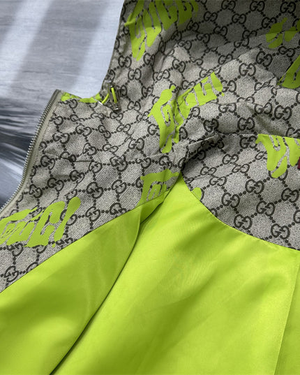 Gucci GG Motif Neon‑Print Tubular Jersey Hoodie Jacket