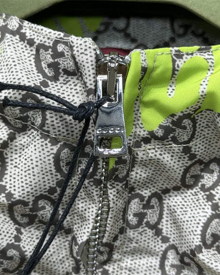 Gucci GG Motif Neon‑Print Tubular Jersey Hoodie Jacket