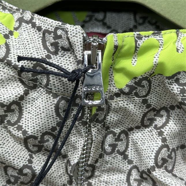 Gucci GG Motif Neon‑Print Tubular Jersey Hoodie Jacket