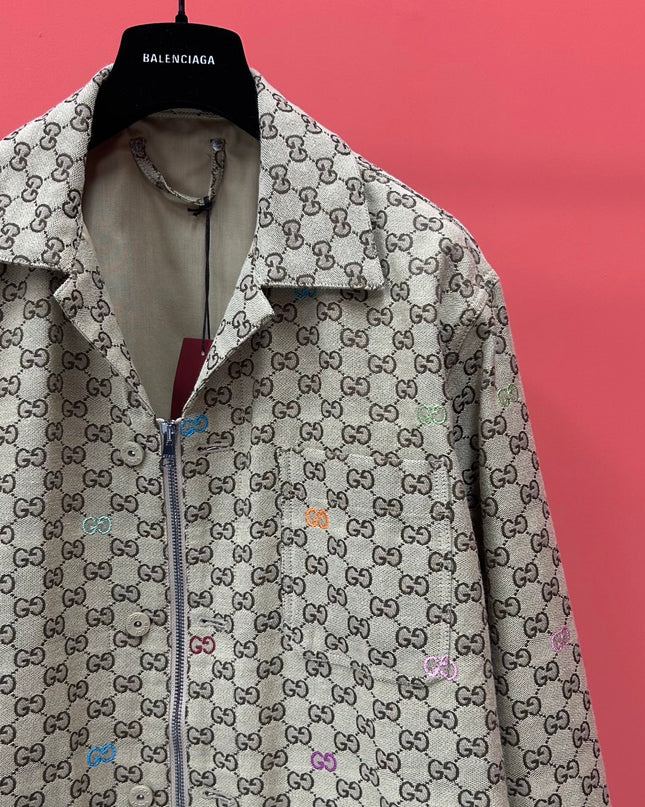 Gucci GG Multicolour Monogram Zip Jacket (Canvas & Nylon Blend)
